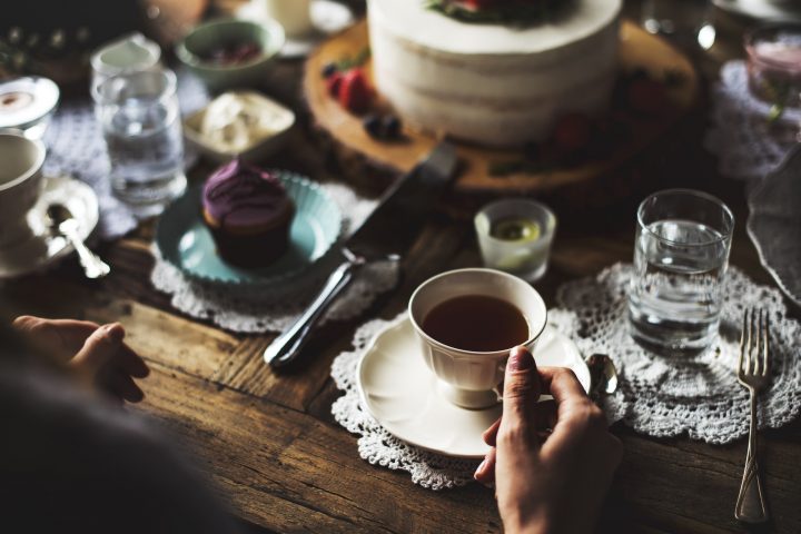 Friends Gathering Together on Tea Party Eating Cakes Enjoyment h