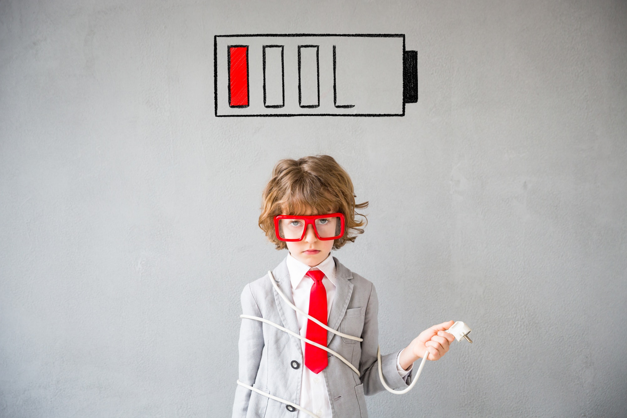 Child pretend to be businessman