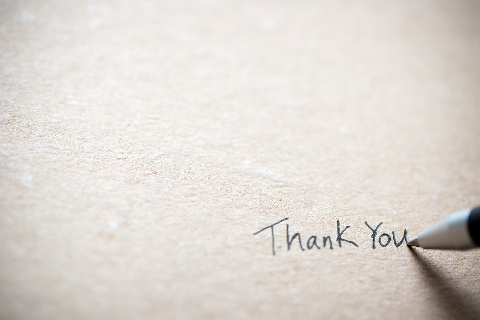 Hand writing thank you note